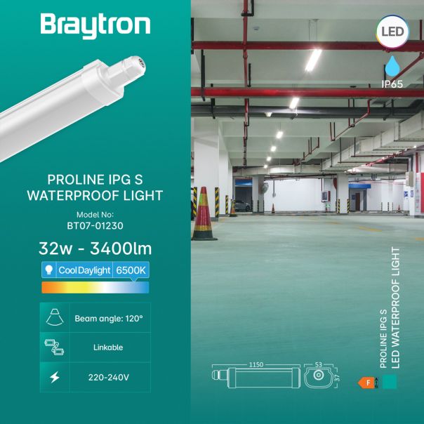 BRAYTRON Vodootporna LED svetiljka BRY-PROLINE-IPG-S-32W-6500K-IP65 - BT07-01230