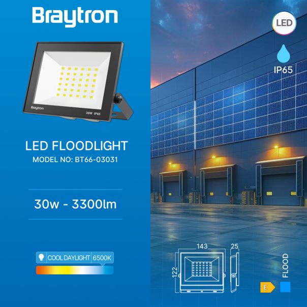 BRAYTRON LED reflektor BRY-FLOOD-CF-30W-BLC-6500K-IP65 - BT66-03031