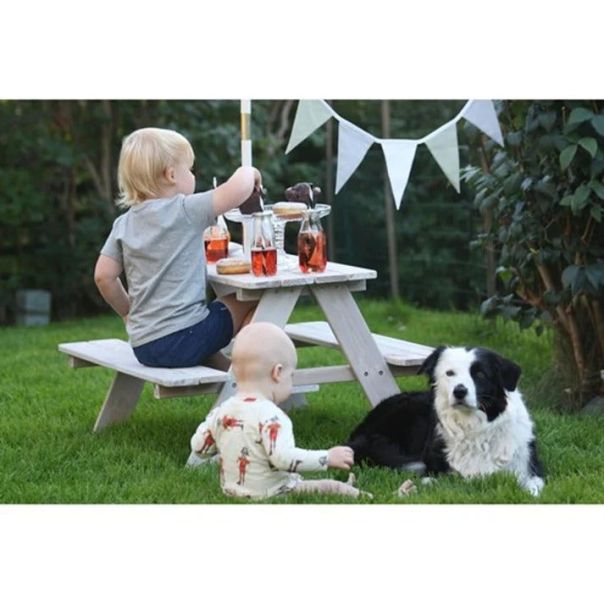 KINDER HOME Baštenska garnitura KINDER HOME, Dečiji sto za piknik, Kišobran anti-UV 30+ - C076-1