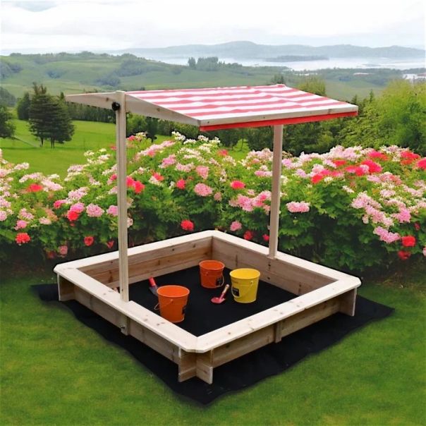 Dečiji pesčanik KINDER HOME sa podesivim krovom sa UV zaštitom - C766