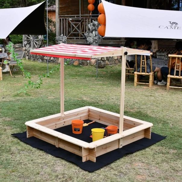 Dečiji pesčanik KINDER HOME sa podesivim krovom sa UV zaštitom - C766