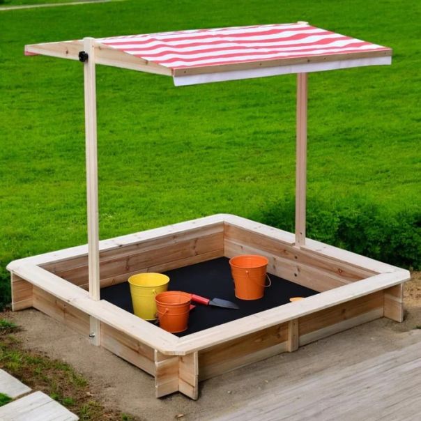 Dečiji pesčanik KINDER HOME sa podesivim krovom sa UV zaštitom - C766