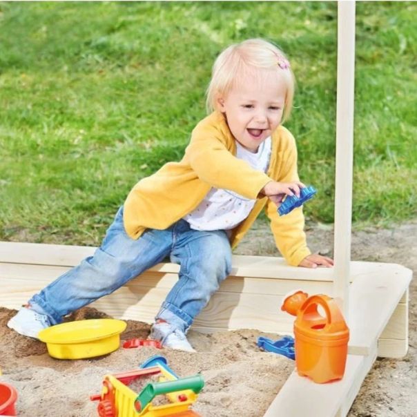 Dečiji pesčanik KINDER HOME sa podesivim krovom sa UV zaštitom - C766