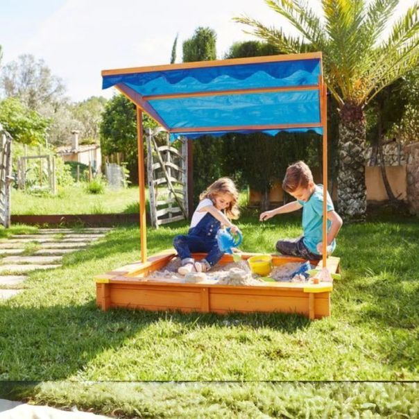 KINDER HOME Dečiji drveni peščanik KINDER HOME, sa podesivim, vodootpornim poklopcem anti-UV 30 - C088