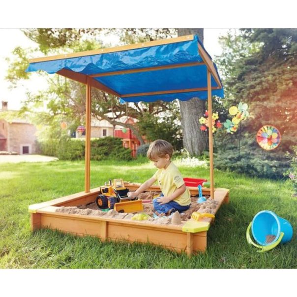 KINDER HOME Dečiji drveni peščanik KINDER HOME, sa podesivim, vodootpornim poklopcem anti-UV 30 - C088