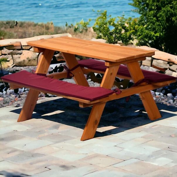 KINDER HOME Garnitura za baštu KINDER HOME, Dečiji sto za piknik sa klupama i mekim jastucima - C089