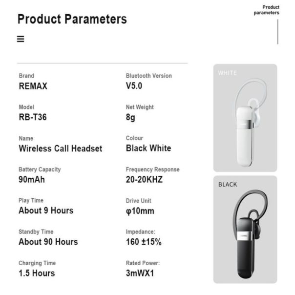 Bluetooth slusalica REMAX RB-T36 crna - 206768