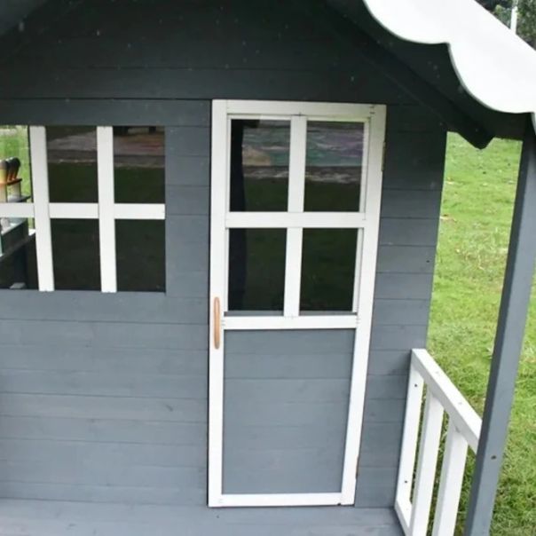 Drvena dečija kućica KINDER HOME za igre na otvorenom u dvorištu i bašti - C1084