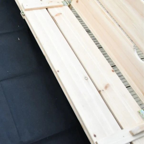 Veliki dečiji pesčanik sa klupama i preklopnim poklopcem KINDER HOME  drveni - C1113