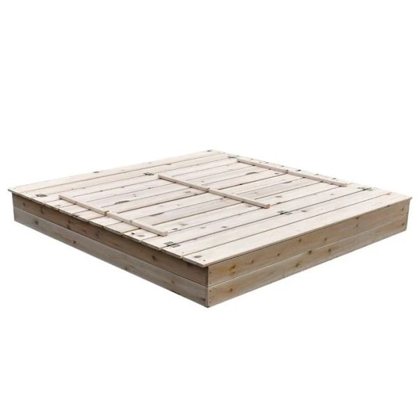 Veliki dečiji pesčanik sa klupama i preklopnim poklopcem KINDER HOME  drveni - C1113