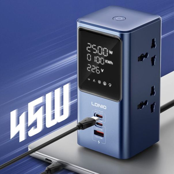 Produzni kabl LDNIO SC2 7-In-1 4 uticnice 2xPD 1xUSB GaN 45W 2m - EP3199289