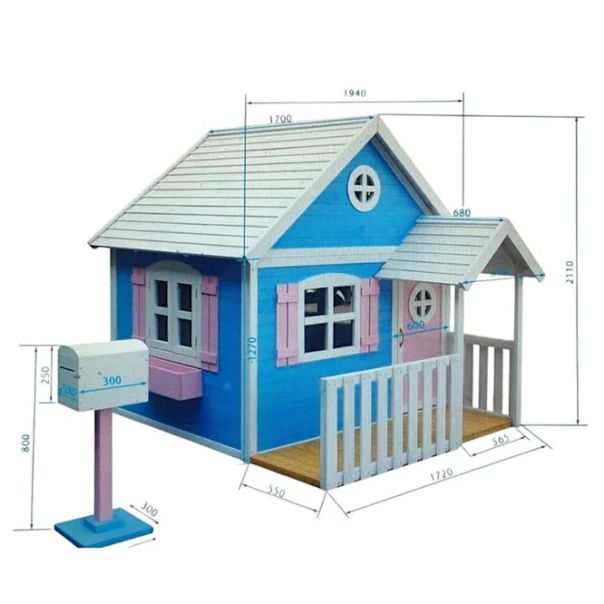 Velika drvena dečija kućica sa verandom KINDER HOME - C181-1