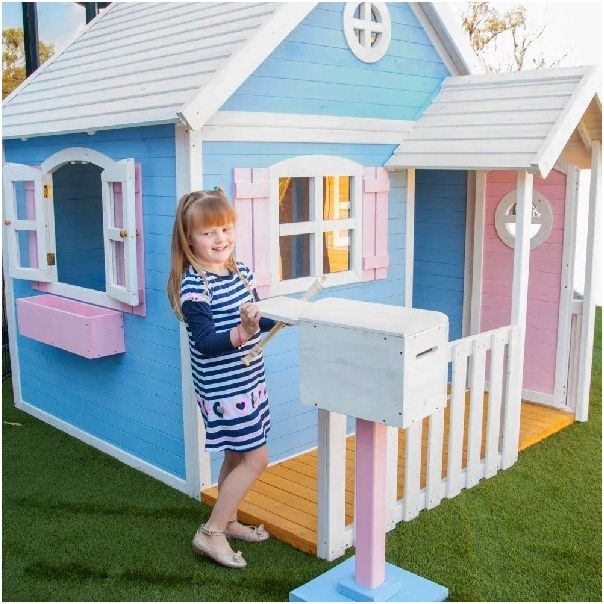 Velika drvena dečija kućica sa verandom KINDER HOME - C181-1