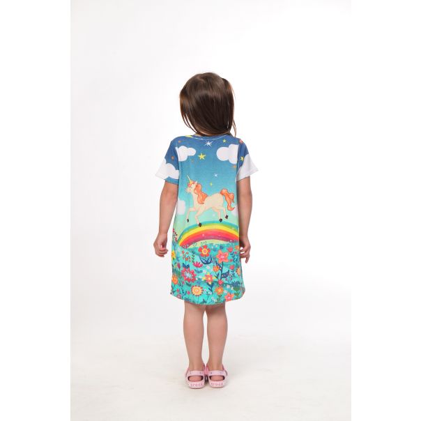 BAIKA Letnja haljina za devojčice - Rainbow unicorn - LHDRUNI