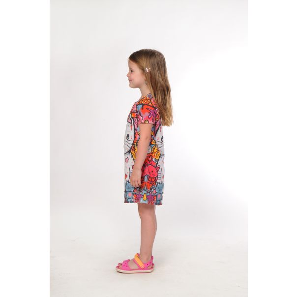 BAIKA Letnja haljina za devojčice - Graffiti Cica - LHDGRC