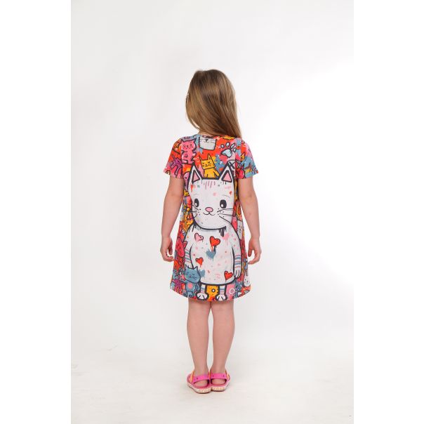 BAIKA Letnja haljina za devojčice - Graffiti Cica - LHDGRC