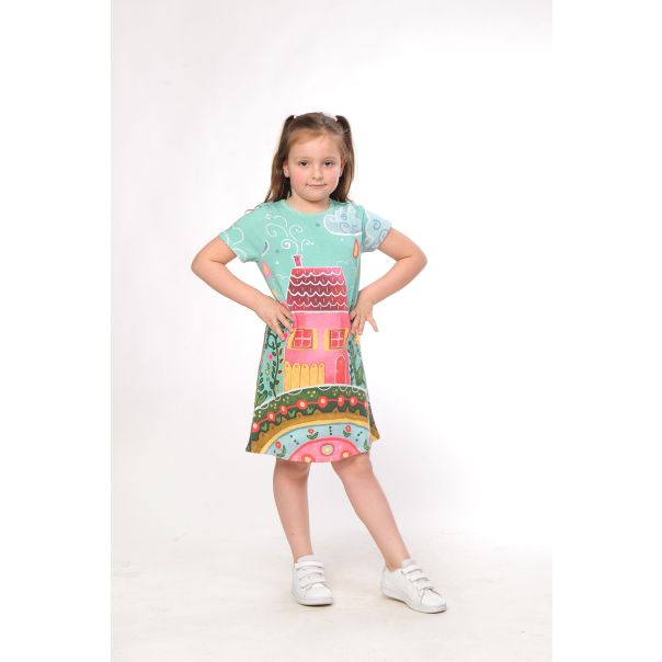 BAIKA Letnja haljina za devojčice - Kućica na brdu - LHDBRD