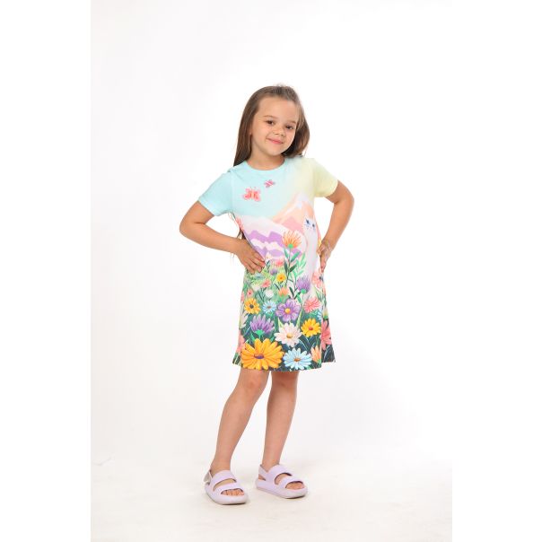 BAIKA Letnja haljina za devojčice - Cica u cveću - LHDCCV