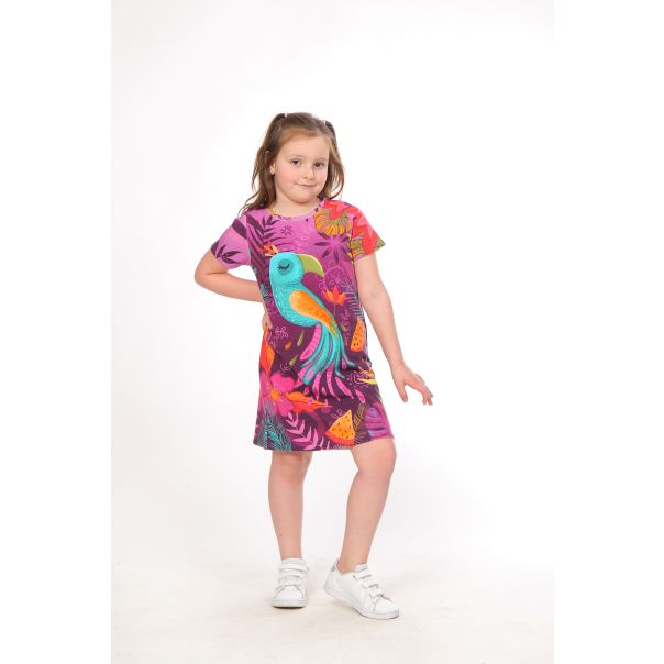 BAIKA Letnja haljina za devojčice - Papagaj - LHDPAP