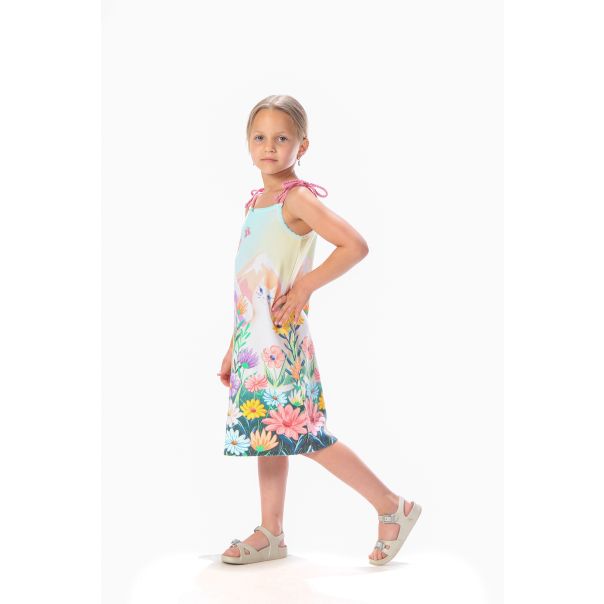 BAIKA Haljina na bretele za devojčice - Cica u cveću - LHDCCVB