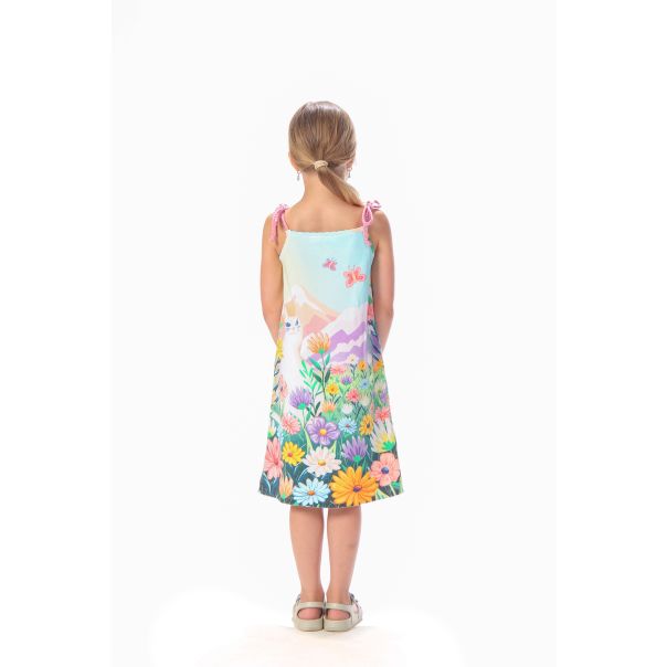 BAIKA Haljina na bretele za devojčice - Cica u cveću - LHDCCVB
