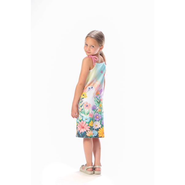 BAIKA Haljina na bretele za devojčice - Cica u cveću - LHDCCVB