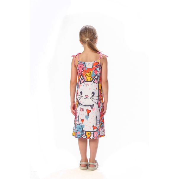 BAIKA Haljina na bretele za devojčice - Graffiti Cica - LHDGRCB
