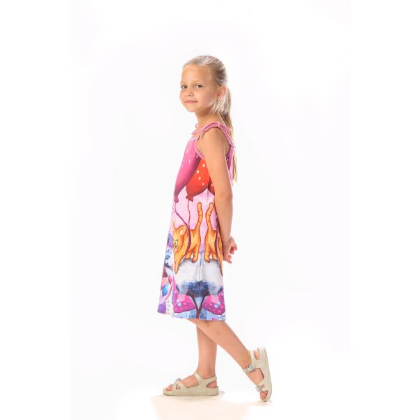 BAIKA Haljina na bretele za devojčice - Maca sa balonima - LHDBCIB