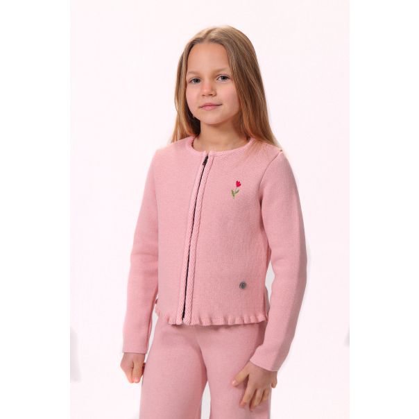 BAIKA Kardigan za devojčice - Solid Rozi - TKDSPINK