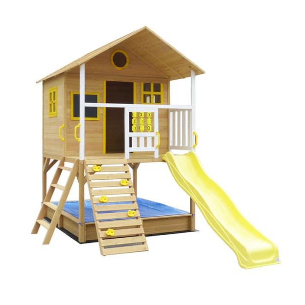 KINDER HOME Velika dečija kućica sa peščanikom i toboganom, za igru na otvorenom u dvorištu i bašti - C225