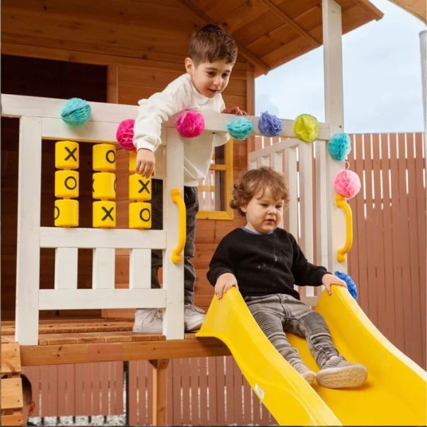 KINDER HOME Velika dečija kućica sa peščanikom i toboganom, za igru na otvorenom u dvorištu i bašti - C225