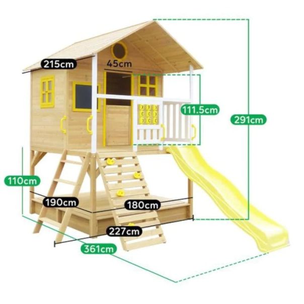KINDER HOME Velika dečija kućica sa peščanikom i toboganom, za igru na otvorenom u dvorištu i bašti - C225