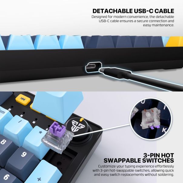 Tastatura Mehanicka Gaming Fantech MK893S RGB Atom 107S MIZU Blue (Rosie switch) - EP3094479