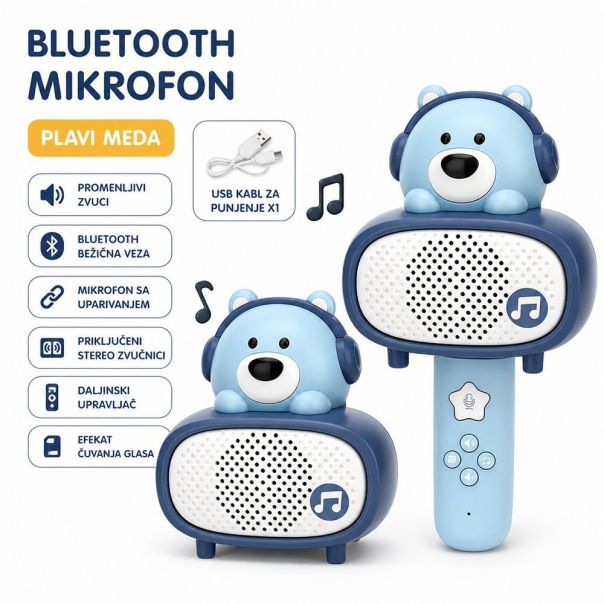 Bluetooth mikrofon Bear plavi - EP3124117