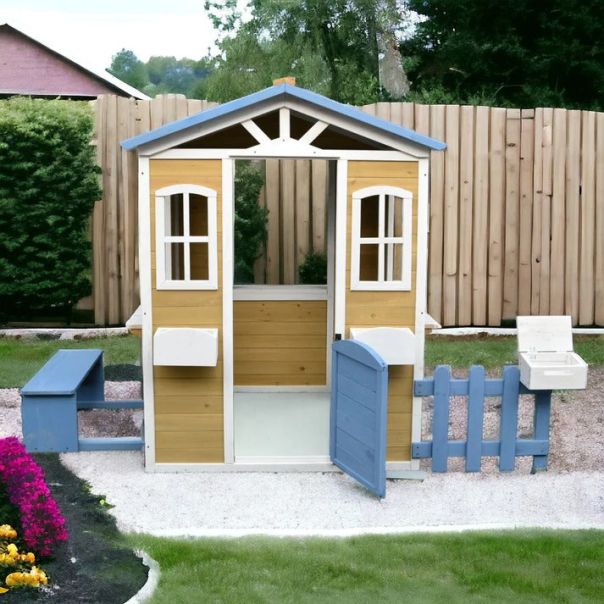 KINDER HOME Dečija kućica, drvena, igra na otvorenom u dvorištu i bašti - C351
