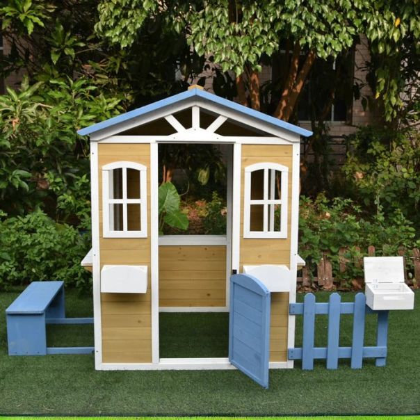 KINDER HOME Dečija kućica, drvena, igra na otvorenom u dvorištu i bašti - C351