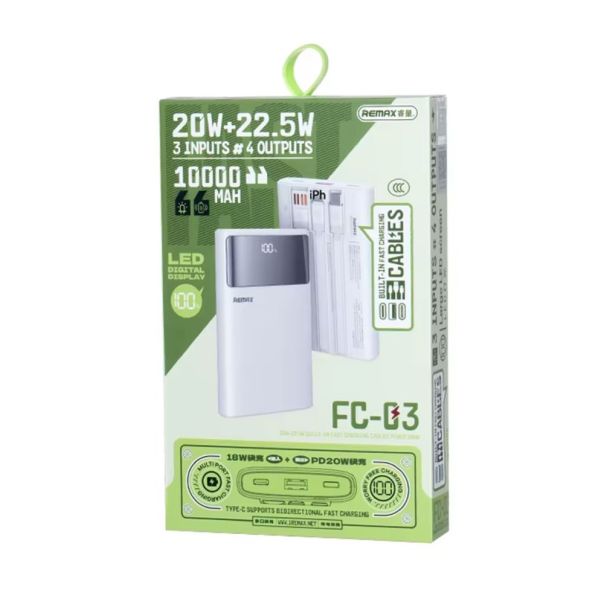 Power bank prenosiva baterija REMAX FC-03 20W+22.5W 10000mAh bela - 223636
