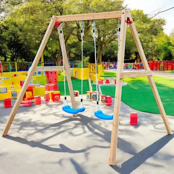 Dečija drvena ljuljaška KINDER HOME za baštu, dupla - C673