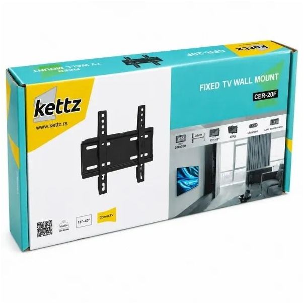 Nosač za TV Kettz CER-20F 13-43/vesa max 200x200/45kg/fiksni - EP3324303