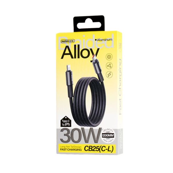 Data kabl REMAX Velocity CB25 Fast charging 30W Type C na iPhone lightning 1.2M crni - 223634
