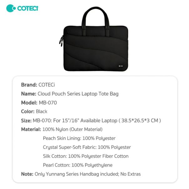 Torba za laptop Coteci MB-070 15-16 inch crna - EP2781522