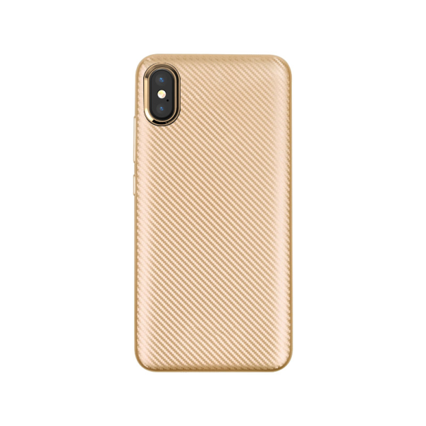 Maska za iPhone XS Max zlatna Carbon fiber - 030563