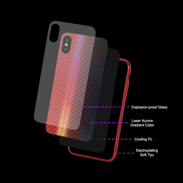 Maska za Huawei Y5 (2019)/ Honor 8S narandžasto Carbon glass crna - 038160-1