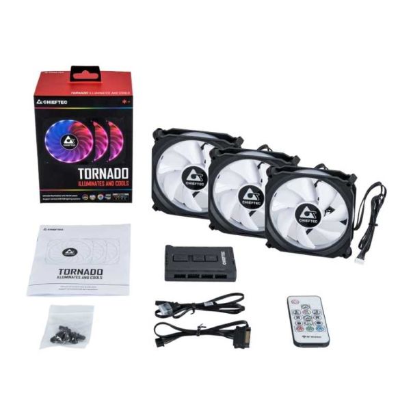 CHIEFTEC Set Ventilatora Tornado RGB CF-3012-RGB 120 x 120 x 25mm (3 komada) - CAS01724