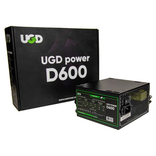 UGD Napajanje D600 600W UGD Power 12cm FAN, 20+4pin, 4+4pin, 3xSATA, 1xIDE, 2x6+2pin - CAS02483