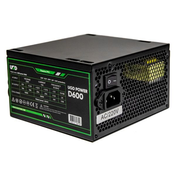UGD Napajanje D600 600W UGD Power 12cm FAN, 20+4pin, 4+4pin, 3xSATA, 1xIDE, 2x6+2pin - CAS02483