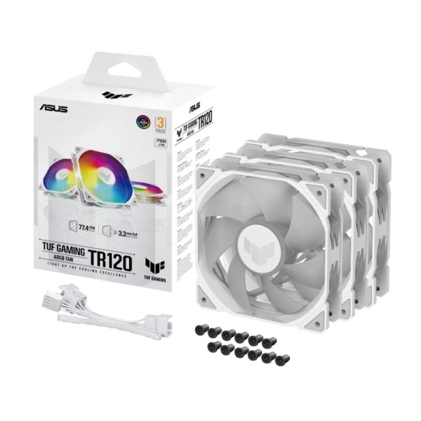 ASUS Ventilator 3u1 TUF Gaming TR120 ARGB, bela - CAS02505