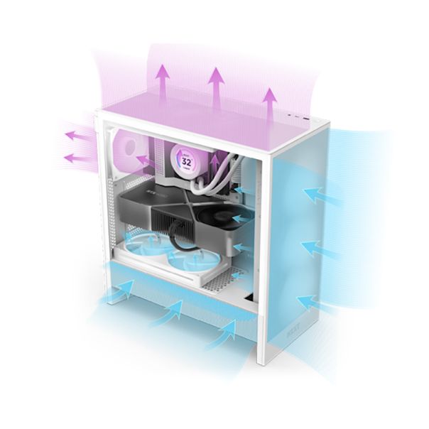 NZXT Gaming kućište H5 Flow RGB CC-H52FW-R1, bela - CAS02580