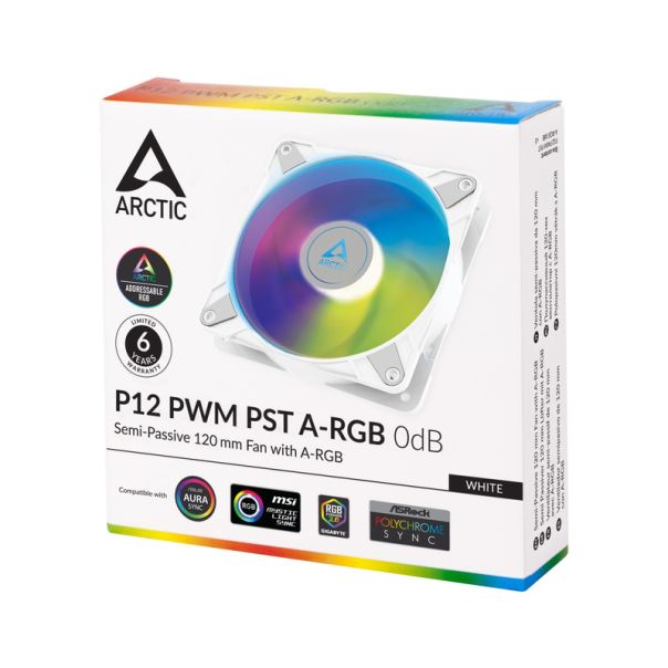 ARCTIC Ventilator P12 PWM PST 120mm A-RGB ACFAN00254A, bela - CAS02624