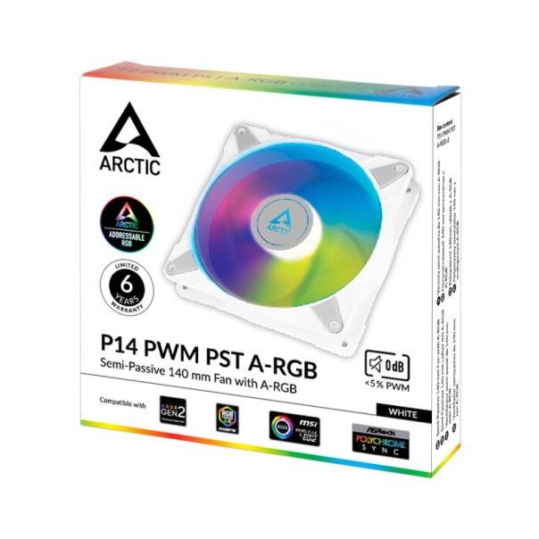 ARCTIC Ventilator P14 PWM PST A-RGB 140mm ACFAN00276A, bela - CAS02667